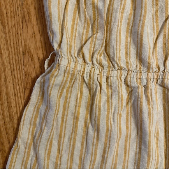 Cloth & Stone Anthropologie Yellow Striped Strapless frayed edge mini Dress Sz S - Picture 5 of 8